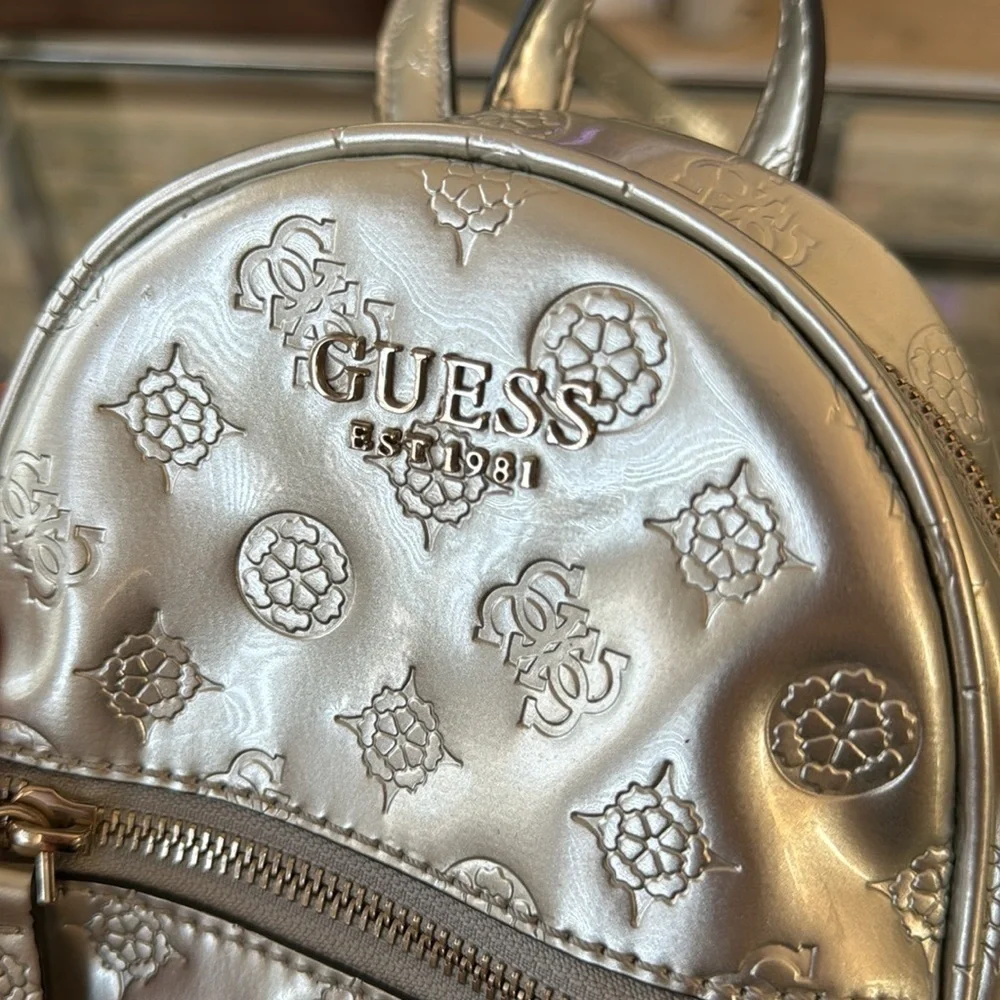 Guess silver mini backpack